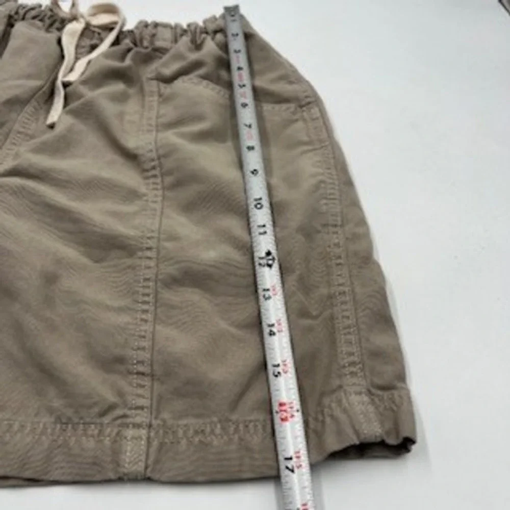Aerie Women Small Khaki‎ Tan Paperbag Waist Utility Shorts Cotton Lyocell Blend